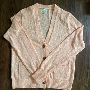 J. Crew Factory Peach and Cream Marled Button-Front Cardigan